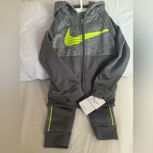 Nike Kids Gray Joggers with Neon Accents